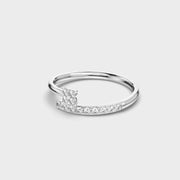 Floral Halo Curve Diamond Ring