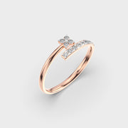 Floral Halo Curve Diamond Ring