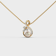 & Shaped Pearl Diamond Pendant