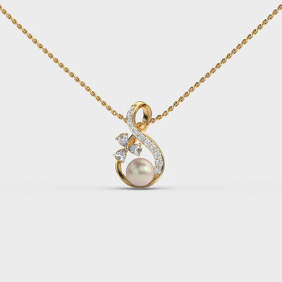 & Shaped Pearl Diamond Pendant