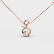 & Shaped Pearl Diamond Pendant