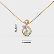 & Shaped Pearl Diamond Pendant