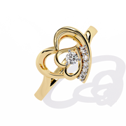 Dual Heart Halo Ring