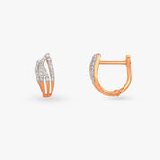Radiant Leaf Diamond Hoop Earrings