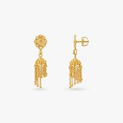 Sunlit Tassel Gold Jhumka Earrings