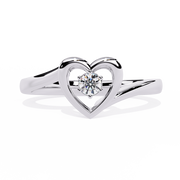 Open Heart Solitaire Ring