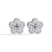 Floral Cluster Halo Stud Earrings