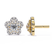 Floral Cluster Halo Stud Earrings