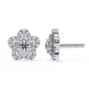 Floral Cluster Halo Stud Earrings