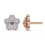Floral Cluster Halo Stud Earrings