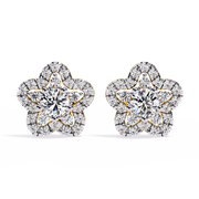 Floral Cluster Halo Stud Earrings