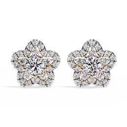 Floral Cluster Halo Stud Earrings
