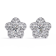 Floral Cluster Halo Stud Earrings