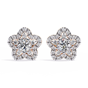 Floral Cluster Halo Stud Earrings