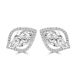 Beavio 0.50 Pointer Marquise Halo Lab Grown Diamond Earrings
