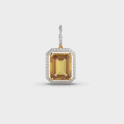 Diamond Frame Yellow Stone Pendant