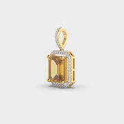 Diamond Frame Yellow Stone Pendant