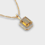 Diamond Frame Yellow Stone Pendant