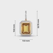 Diamond Frame Yellow Stone Pendant