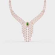 Pear Green Stone Fringed Diamond Necklace