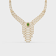 Pear Green Stone Fringed Diamond Necklace
