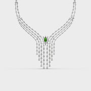 Pear Green Stone Fringed Diamond Necklace