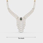 Pear Green Stone Fringed Diamond Necklace