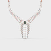 Pear Green Stone Fringed Diamond Necklace