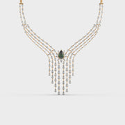 Pear Green Stone Fringed Diamond Necklace