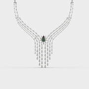 Pear Green Stone Fringed Diamond Necklace