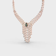 Pear Green Stone Fringed Diamond Necklace