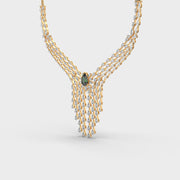 Pear Green Stone Fringed Diamond Necklace