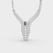 Pear Green Stone Fringed Diamond Necklace