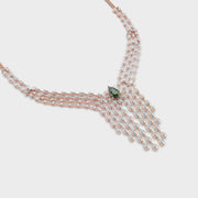Pear Green Stone Fringed Diamond Necklace