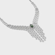 Pear Green Stone Fringed Diamond Necklace