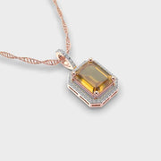 Diamond Frame Yellow Stone Pendant