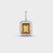Diamond Frame Yellow Stone Pendant