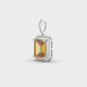 Diamond Frame Yellow Stone Pendant