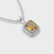 Diamond Frame Yellow Stone Pendant