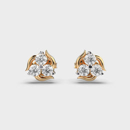 Tri Floral Bloom Diamond Earrings