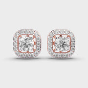 Solitaire In Cushion Diamond Studs