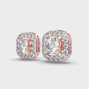 Solitaire In Cushion Diamond Studs