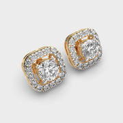 Solitaire In Cushion Diamond Studs