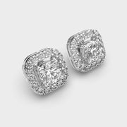 Solitaire In Cushion Diamond Studs
