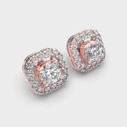 Solitaire In Cushion Diamond Studs