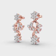 Flora Cluster Vine Diamond Dangler Earrings