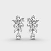 Oval And Marquise Cluster Diamond Drop Earrings