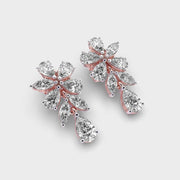 Oval And Marquise Cluster Diamond Drop Earrings