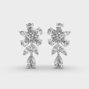 Oval And Marquise Cluster Diamond Drop Earrings