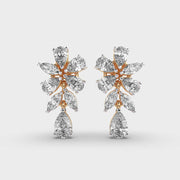 Oval And Marquise Cluster Diamond Drop Earrings